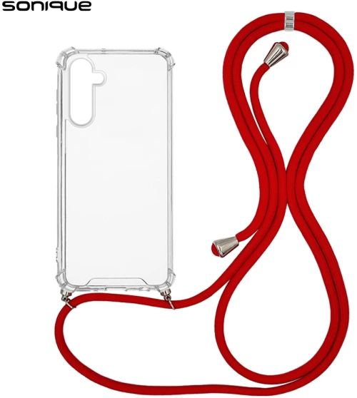 Θήκη Σιλικόνης με Κορδόνι Sonique Armor Clear Samsung Galaxy A55 5G Κόκκινο
