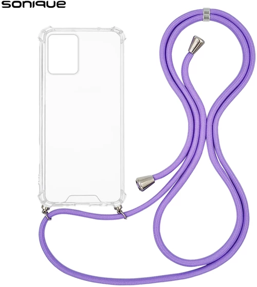 Θήκη Σιλικόνης με Κορδόνι Sonique Armor Clear Motorola Moto G13 4G / Moto G23 4G Λιλά
