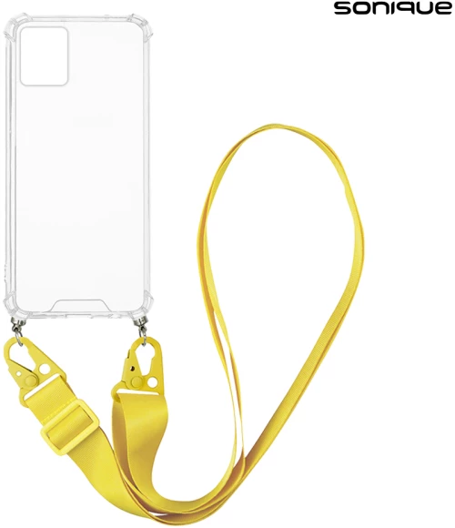 Θήκη Σιλικόνης με Strap Sonique Armor Clear Motorola Moto G32 Κίτρινο