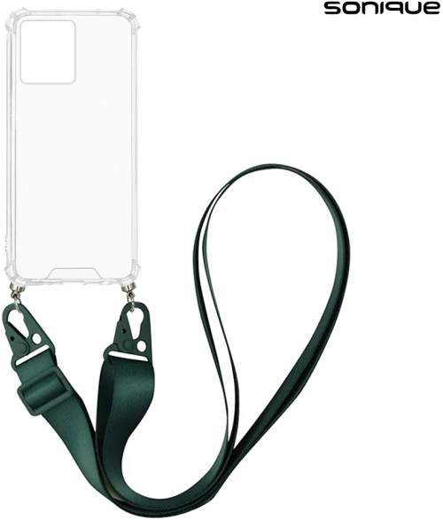 Θήκη Σιλικόνης με Strap Sonique Armor Clear Motorola Moto G84 5G Πράσινο Σκούρο
