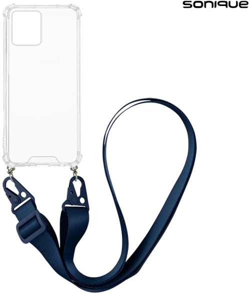 Θήκη Σιλικόνης με Strap Sonique Armor Clear Motorola Moto G72 Μπλε Σκούρο