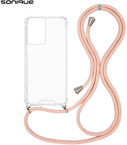 Θήκη Σιλικόνης με Κορδόνι Sonique Armor Clear Motorola Moto G85 5G Ροζ