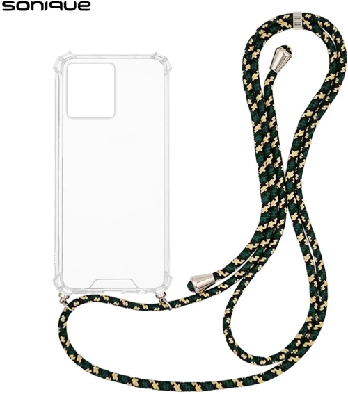Θήκη Σιλικόνης με Κορδόνι Sonique Armor Clear Motorola Moto G84 5G Rainbow Πράσινο