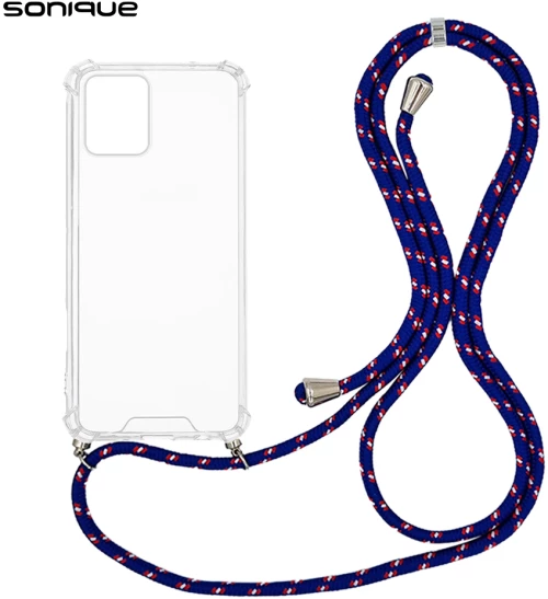 Θήκη Σιλικόνης με Κορδόνι Sonique Armor Clear Motorola Moto G73 5G Rainbow Μπλε