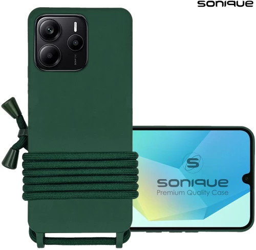 Θήκη Σιλικόνης με Κορδόνι CarryHang Sonique Xiaomi Redmi Note 14 5G Πράσινο Σκούρο
