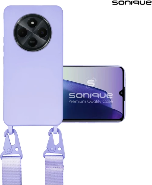 Θήκη Σιλικόνης με Strap CarryHang Sonique Xiaomi Redmi 14C 4G / Poco C75 4G / Redmi A4 5G Λιλά