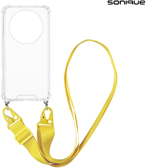Θήκη Σιλικόνης με Strap Sonique Armor Clear Xiaomi Redmi 14C 4G / Poco C75 4G / Redmi A4 5G Κίτρινο