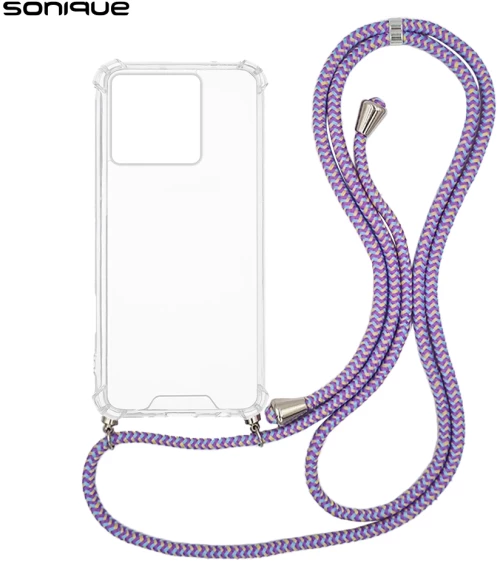 Θήκη Σιλικόνης με Κορδόνι Sonique Armor Clear Xiaomi Xiaomi 14T Rainbow Λιλά