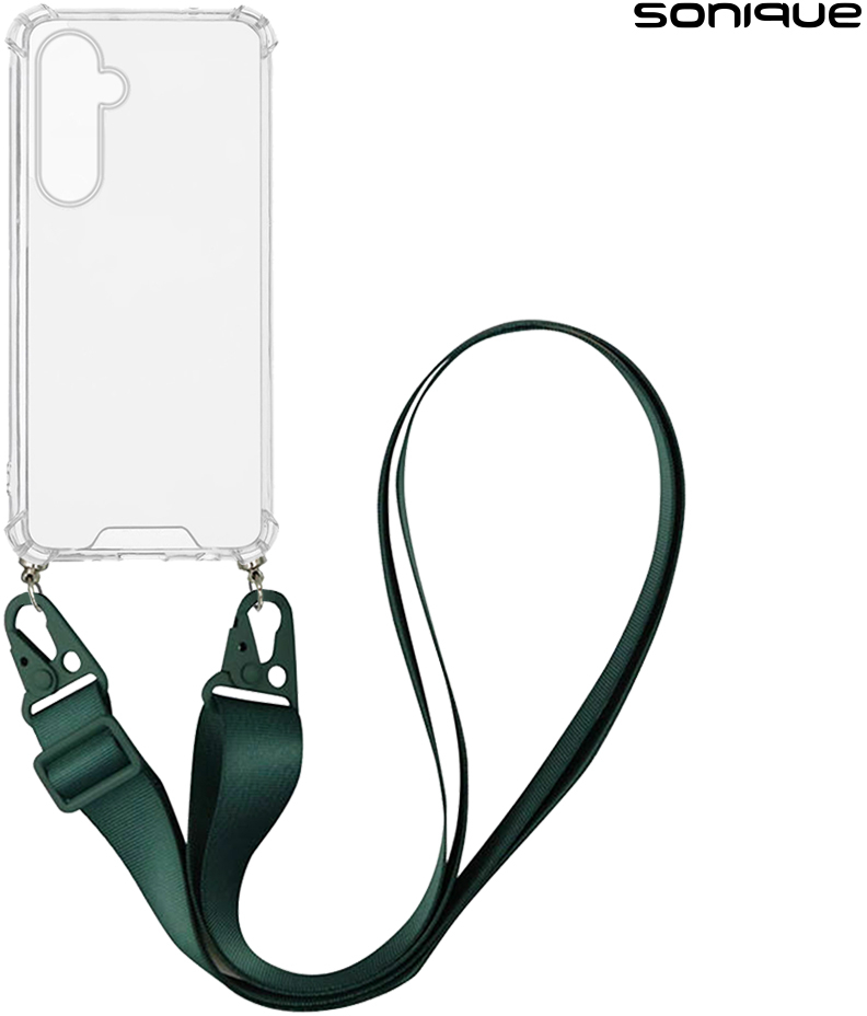 Θήκη Σιλικόνης με Strap Sonique Armor Clear Samsung Galaxy M35 5G Πράσινο Σκούρο
