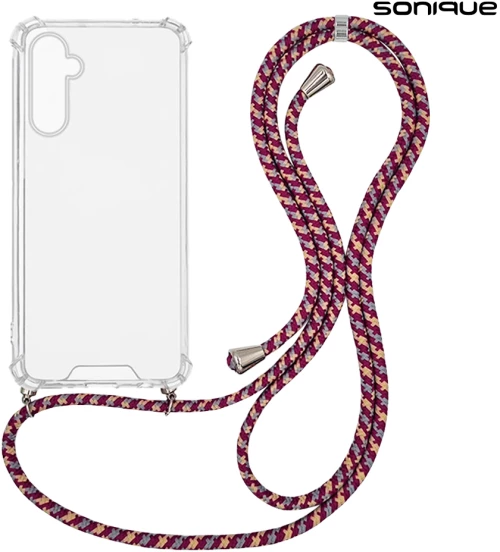 Θήκη Σιλικόνης με Κορδόνι Sonique Armor Clear Samsung Galaxy M15 5G Rainbow Μπορντό