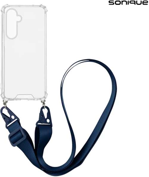 Θήκη Σιλικόνης με Strap Sonique Armor Clear Samsung Galaxy S24 FE Μπλε Σκούρο