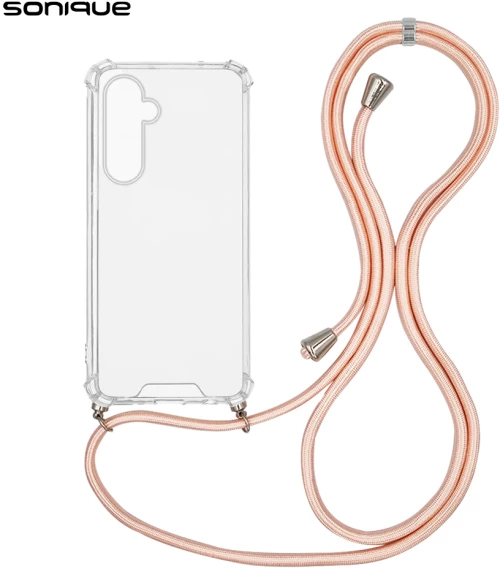 Θήκη Σιλικόνης με Κορδόνι Sonique Armor Clear Samsung Galaxy S24 FE Ροζ Σατινέ