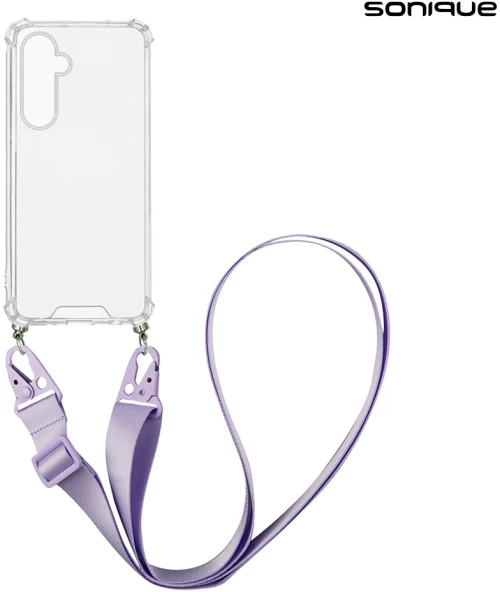 Θήκη Σιλικόνης με Strap Sonique Armor Clear Samsung Galaxy S25 Plus Λιλά
