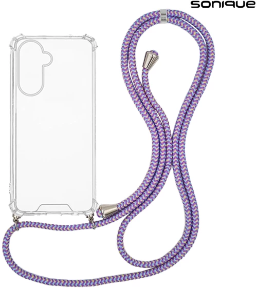 Θήκη Σιλικόνης με Κορδόνι Sonique Armor Clear Samsung Galaxy A36 5G Rainbow Λιλά