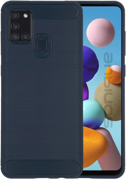 Θήκη Σιλικόνης Sonique Carbon Brushed Samsung Galaxy A21s Μπλέ