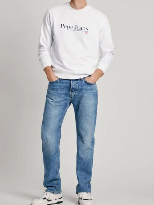 Pepe Jeans ανδρική regular φούτερ μπλούζα λευκή PM582699-800