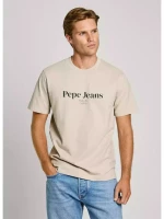 Pepe Jeans ανδρικό βαμβακερό regular t-shirt μπεζ PM509783-836 stone beige