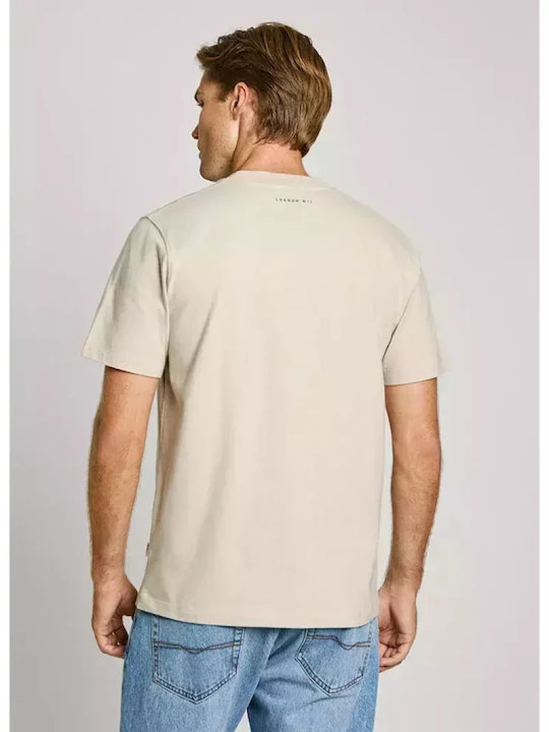 Pepe Jeans ανδρικό βαμβακερό regular t-shirt μπεζ PM509783-836 stone beige