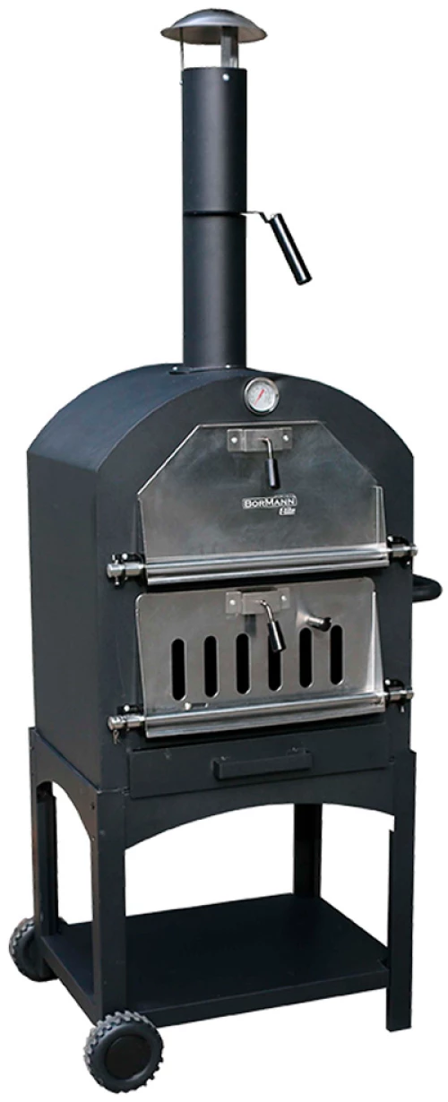 BORMANN Elite BBQ1960 Παραδοσιακός Ξυλόφουρνος/Φούρνος Πίτσας 34.5x50cm,με Ρόδες & Αποθηκευτικό Χώρο