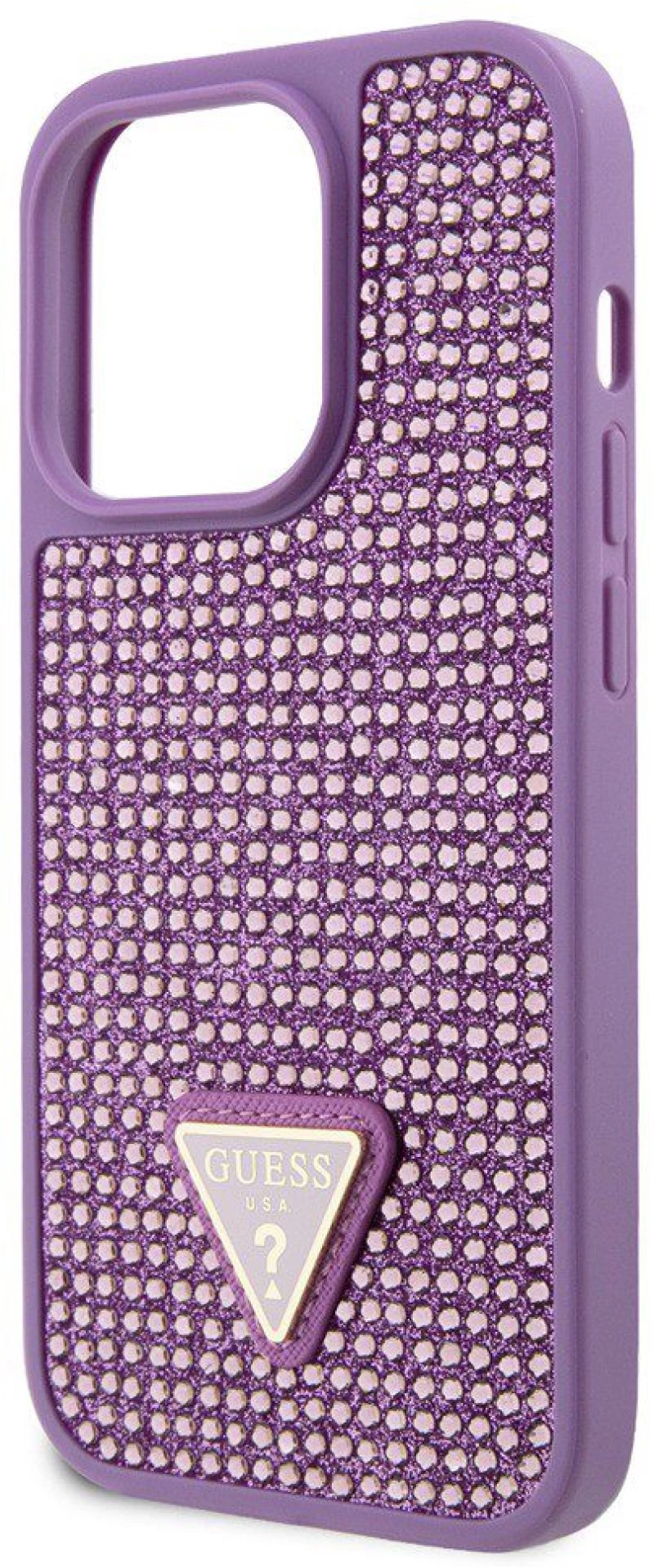 Guess® Rhinestones Triangle Metal Logo Θήκη για iPhone 15 Pro- Purple