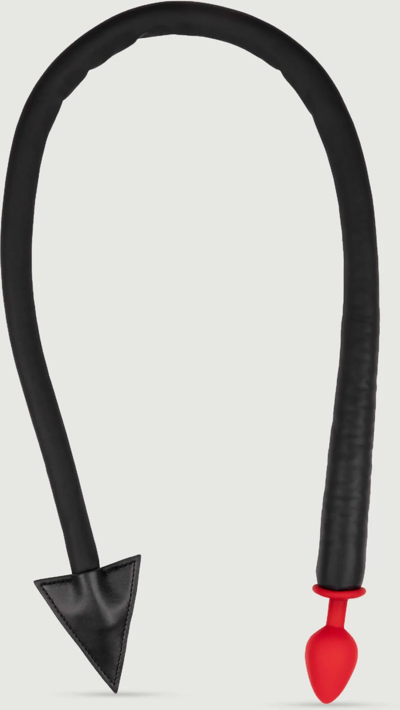 Πρωκτική Σφήνα Σιλικόνης με Ουρά Μαστίγιο Silicone Butt Plug with Devil's Tail Whip - Κόκκινο/Μαύρο