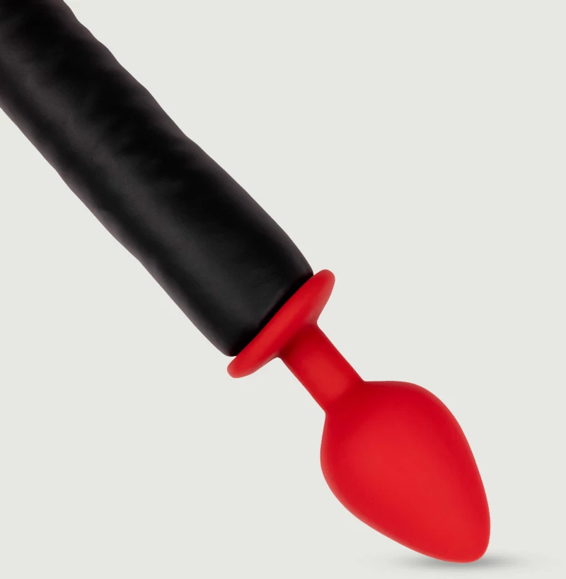 Πρωκτική Σφήνα Σιλικόνης με Ουρά Μαστίγιο Silicone Butt Plug with Devil's Tail Whip - Κόκκινο/Μαύρο