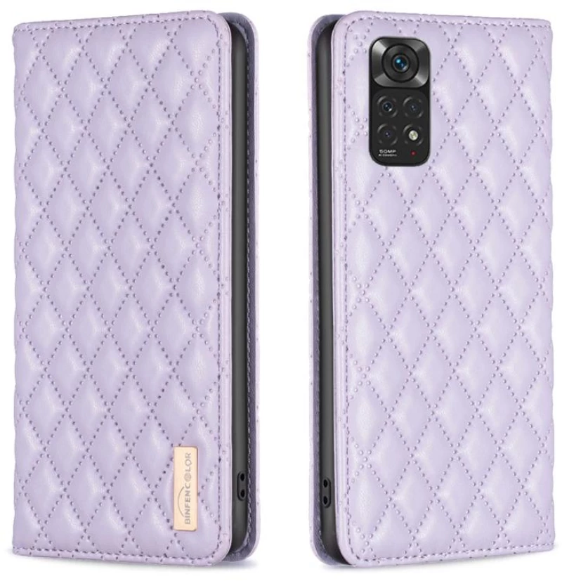 Για Xiaomi Redmi Note 11 / 11S Diamond Lattice μαγνητική δερμάτινη θήκη Flip Phone Case (μωβ)