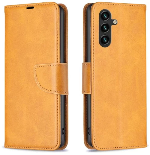 Για το Samsung Galaxy A16 5G Lambskin υφή καθαρό χρώμα Flip δέρμα τηλέφωνο υπόθεση (κίτρινο)