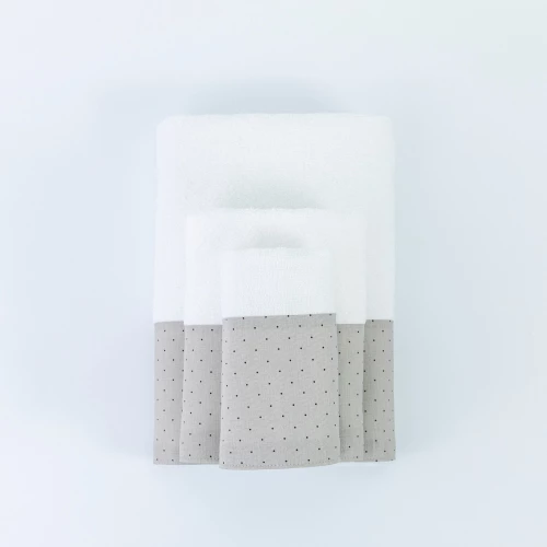 Πετσέτες Σετ 3ΤΜΧ Pois Λευκό Borea