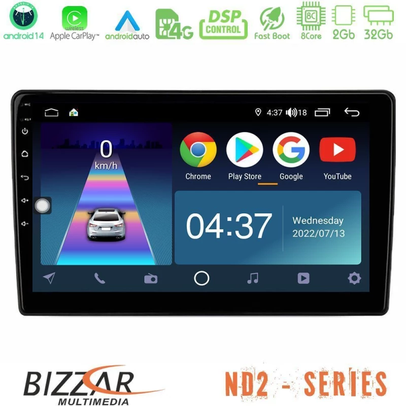 Bizzar ND2 Series 8Core Android14 2+32GB  Ford Transit Custom 2019-2024 Navigation Multimedia Tablet 9" Με Carplay & Android Auto