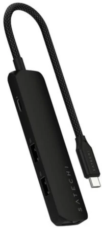 Αντάπτορας Satechi 4in1 USB-C Slim Multiport 4K Adapter Type-C (male) σε 2 x USB-A 10Gbps 1 x Type-C 85W 1 x HDMI 4K - Black (ST-P4SK)