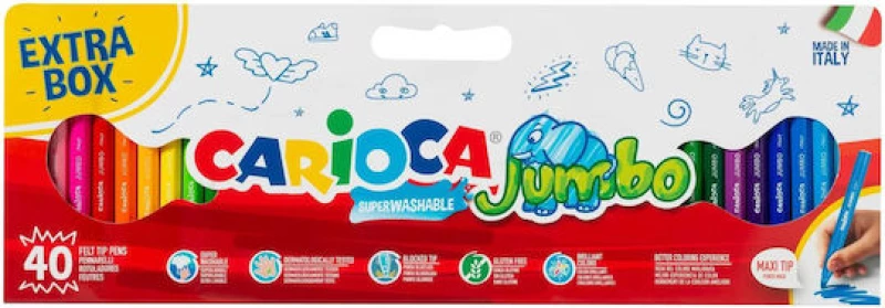 Μαρκαδόροι Ζωγραφικής Super Wasable Carioca Jumbo 40τεμ 41258
