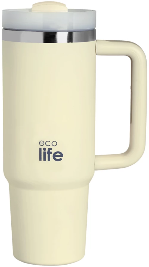 Ecolife Θερμός Tumbler από Ανοξείδωτο Ατσάλι 900ml Cream 33-BO-5012