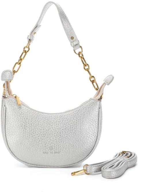 Τσάντα ώμου SQ-10515 - Ασημί Bag to Bag