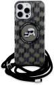 Karl Lagerfeld iPhone 16 Pro Back cover case - Magsafe IML KC heads - cord - Black (KLHMP16LHCKCKLCK)