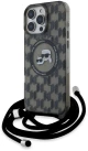 Karl Lagerfeld iPhone 16 Pro Back cover case - Magsafe IML KC heads - cord - Black (KLHMP16LHCKCKLCK)
