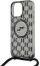 Karl Lagerfeld iPhone 16 Pro Back cover case - Magsafe IML KC heads - cord - Black (KLHMP16LHCKCKLCK)