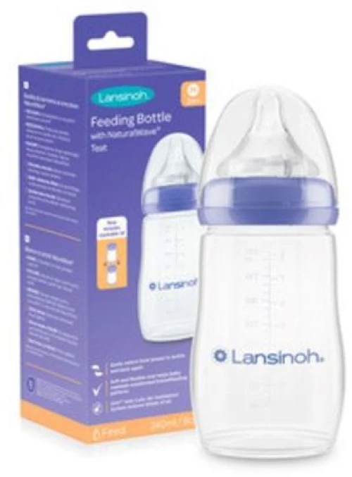 Lansinoh Feeding Bottle with NaturalWave Teat Medium Flow Μπιμπερό Θηλασμού 3m+ 240ml