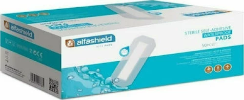 KARABINIS Medical Alfashield Αδιάβροχα Αποστειρωμένα Αυτοκόλλητα Επιθέματα 9x20cm 50 Τεμάχια