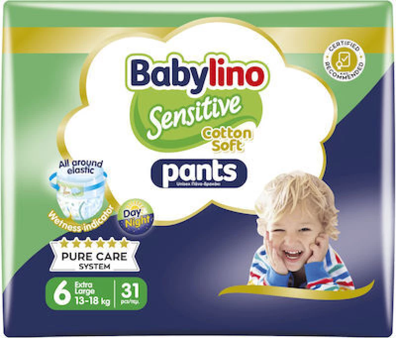 BABYLINO Pants Cotton Soft Unisex No6 Extra Large 13-18kg 31 Τεμάχια