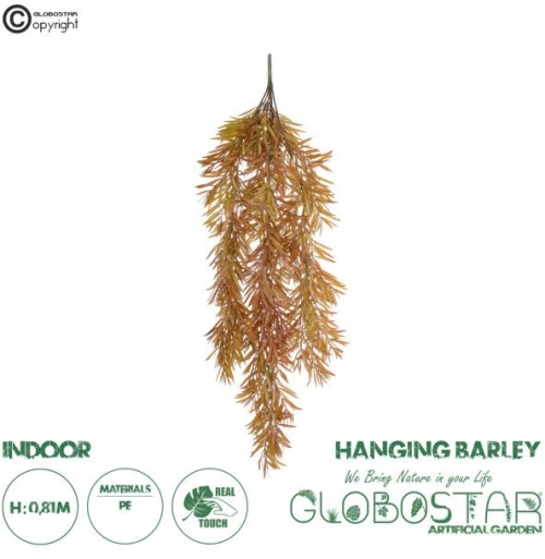 Artificial Garden HANGING BARLEY 20856 Τεχνητό Διακοσμητικό Κρεμαστό Φυτό Κριθάρι Μ26 x Π15 x Υ81cm Globostar 20856