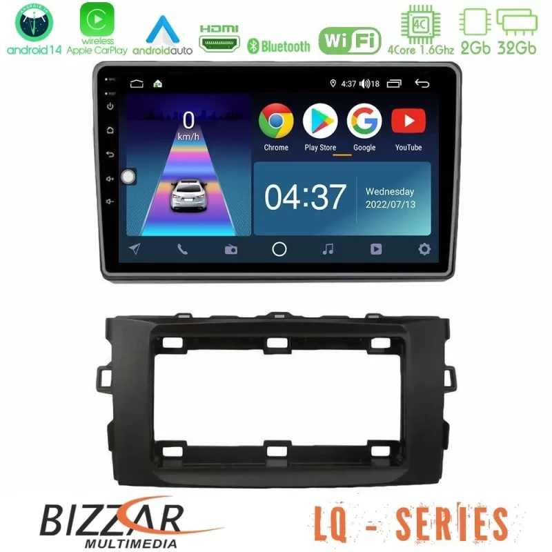 Bizzar LQ Series 4Core Android14 2+32GB Toyota Auris 2013-2016 Navigation Multimedia Tablet 10" Με Carplay & Android Auto U-LQ-TY1294