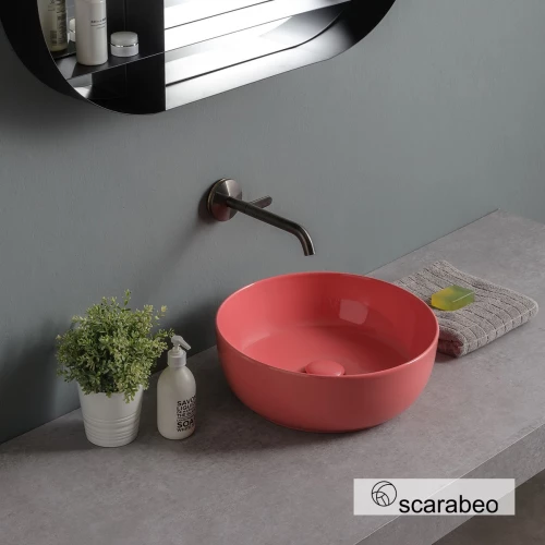 Νιπτήρας Πορσελάνης Επιτραπέζιος Scarabeo Glam Φ39 Χρώμα: Peach Glossy