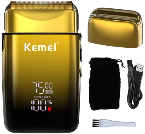 Kemei KM-TX10 Ξυριστική Μηχανή Προσώπου Επαναφορτιζόμενη Χρυσή
