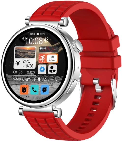 Z01 Mini Smartwatch με 2 Λουράκια και Ελληνικό Μενού Κόκκινο