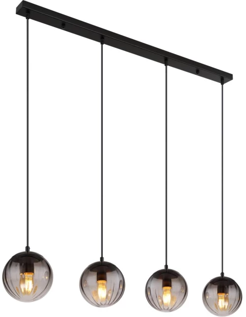 pendant lamp metal black matt, 4x E27 - 15216-4