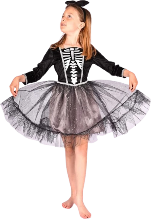 Den Goda Fen - Skeleton Dress w. Headband (134-140 cm) (F77734) / Toys