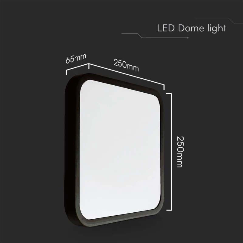 V-TAC PRO τετράγωνο LED  18W τσιπ Samsung μαύρο πλαίσιο 3000K IP44