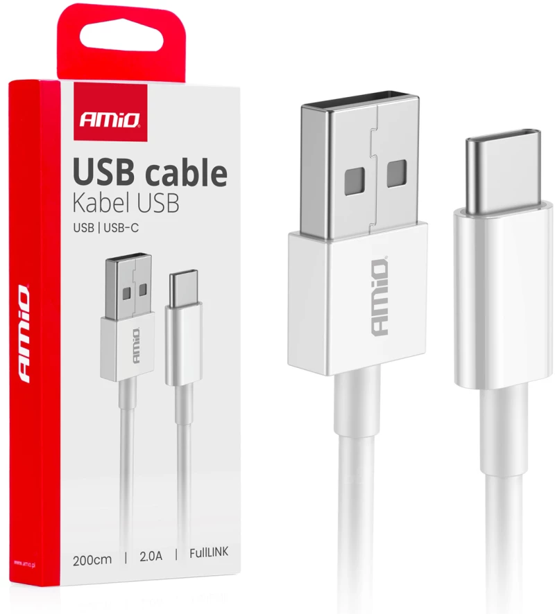 ΚΑΛΩΔΙΑ ΦΟΡΤΙΣΗΣ ΚΑΙ ΜΕΤΑΦΟΡΑΣ ΔΕΔΟΜΕΝΩΝ USB ΣΕ USB-C 200cm 2A ΛΕΥΚΟ ΑΜΙΟ - 1 ΤΕΜ.