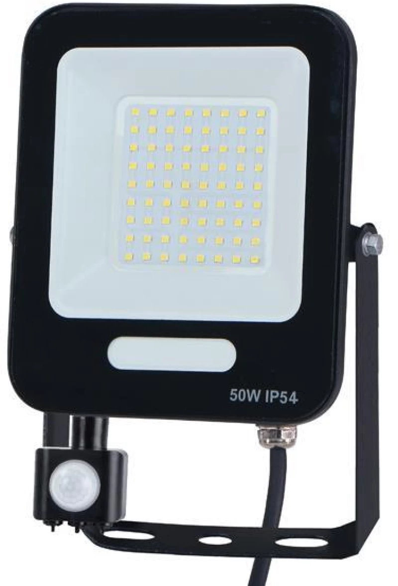 ΠΡΟΒΟΛΕΑΣ LED 50W SMD ΜΕ ΠΕΡΙΣΤΡΕΦΟΜΕΝΟ ΑΝΙΧΝΕΥΤΗ ΚΙΝΗΣΗΣ ΜΑΥΡΟΣ IP54 6500K PLUS